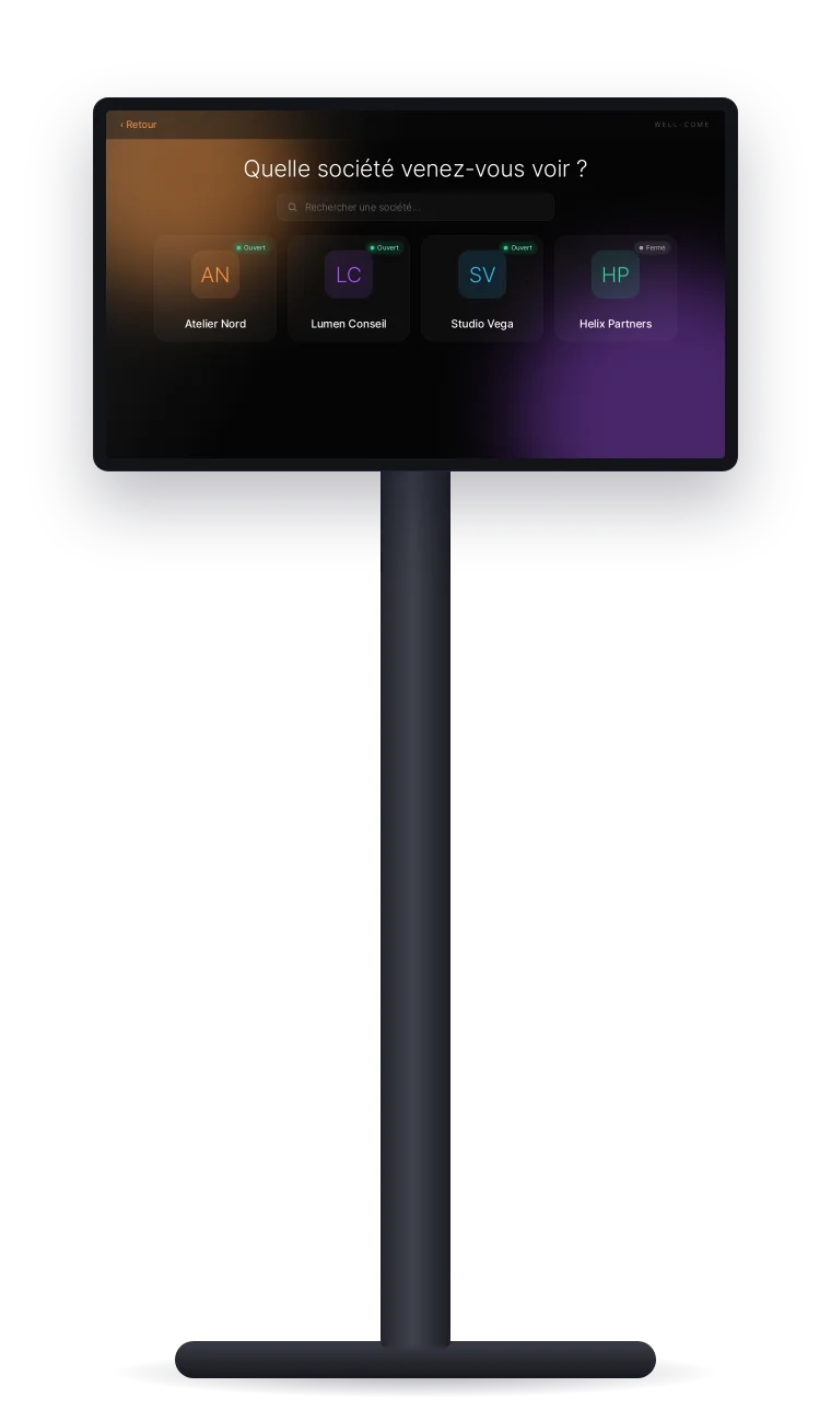 Well-come kiosk, 32 inches